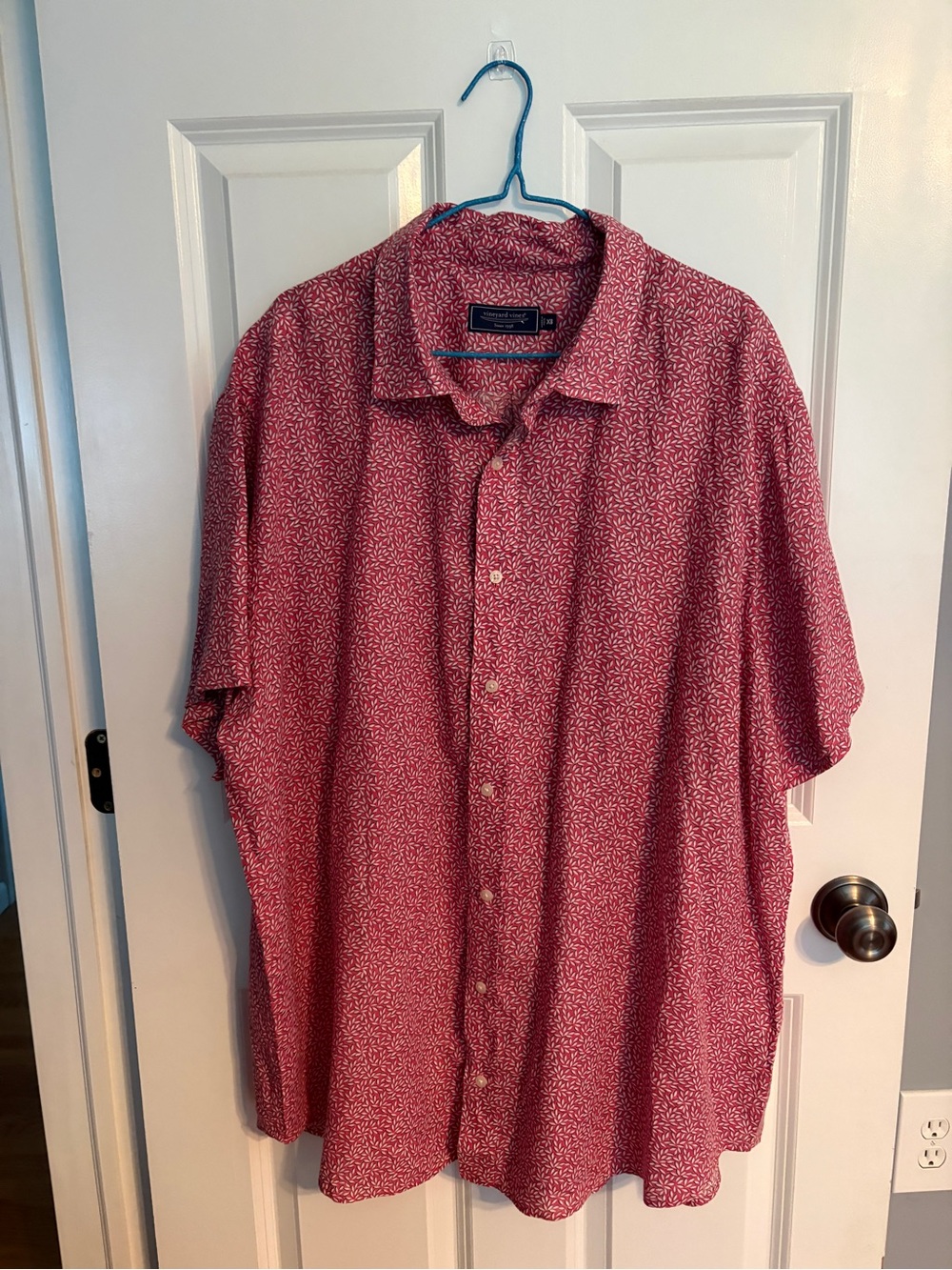Vineyard Vines Red Microprint Short-Sleeve Button-Down Shirt